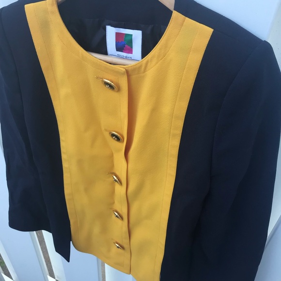 Givenchi Blazer Yellow and Navy Blue Vintage - Picture 4 of 4